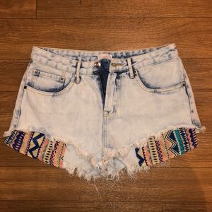 Cut-off Denim Acid Wash Jean Shorts